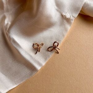Vintage Inspired Gold-Tone Bow Stud Earrings